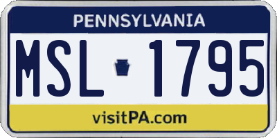 PA license plate MSL1795