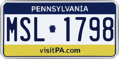 PA license plate MSL1798