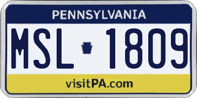 PA license plate MSL1809