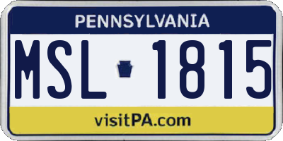 PA license plate MSL1815