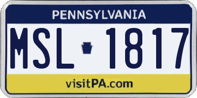 PA license plate MSL1817