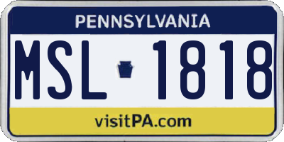 PA license plate MSL1818
