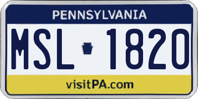 PA license plate MSL1820
