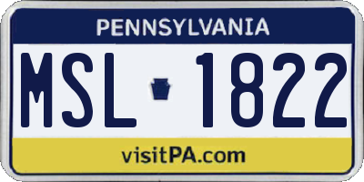 PA license plate MSL1822