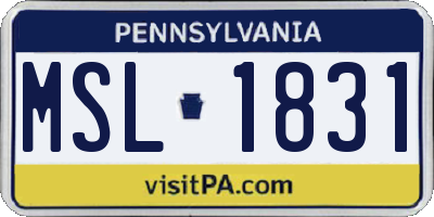 PA license plate MSL1831