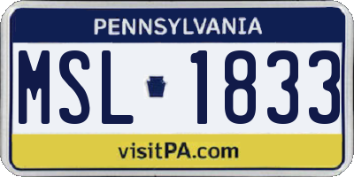 PA license plate MSL1833