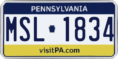 PA license plate MSL1834