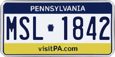 PA license plate MSL1842