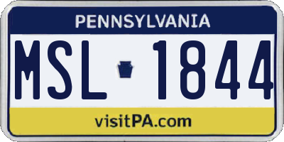 PA license plate MSL1844