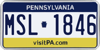 PA license plate MSL1846