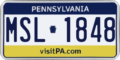 PA license plate MSL1848