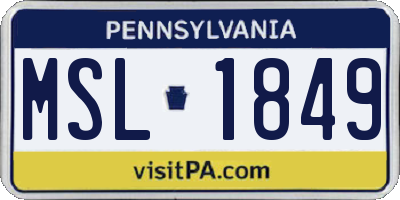 PA license plate MSL1849