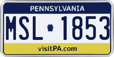 PA license plate MSL1853