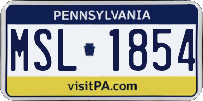 PA license plate MSL1854