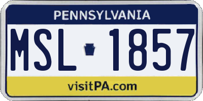 PA license plate MSL1857