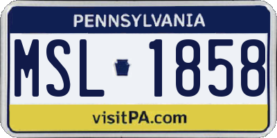 PA license plate MSL1858