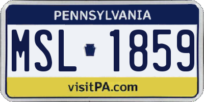 PA license plate MSL1859