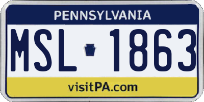 PA license plate MSL1863