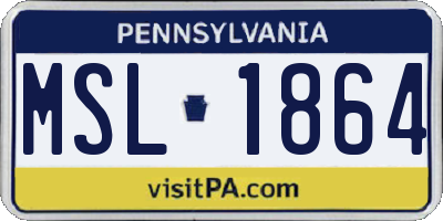 PA license plate MSL1864