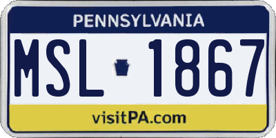 PA license plate MSL1867