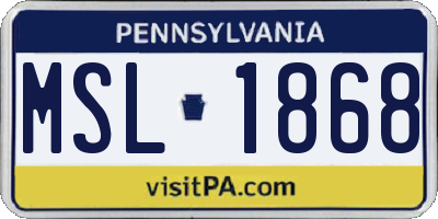 PA license plate MSL1868