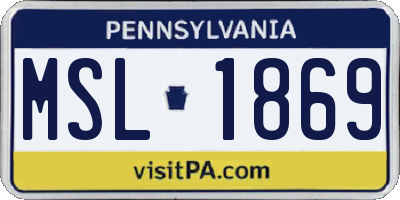 PA license plate MSL1869