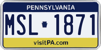 PA license plate MSL1871