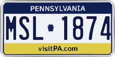 PA license plate MSL1874