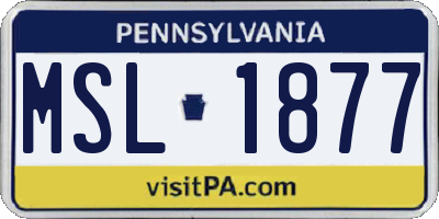 PA license plate MSL1877