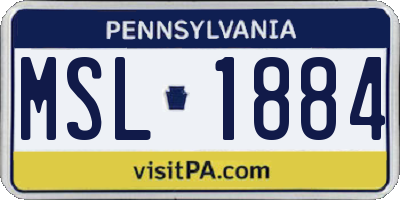 PA license plate MSL1884