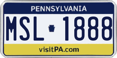 PA license plate MSL1888