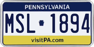 PA license plate MSL1894