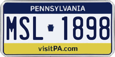 PA license plate MSL1898
