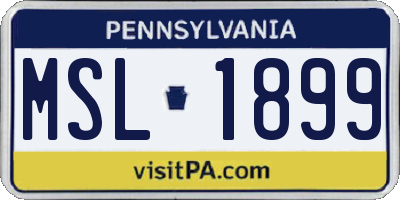 PA license plate MSL1899