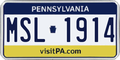 PA license plate MSL1914