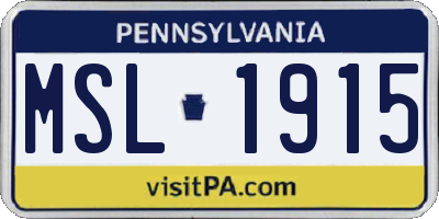 PA license plate MSL1915