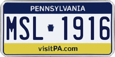 PA license plate MSL1916