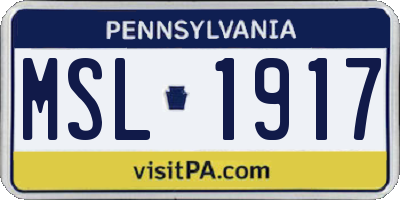 PA license plate MSL1917