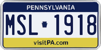 PA license plate MSL1918