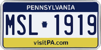 PA license plate MSL1919