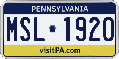 PA license plate MSL1920