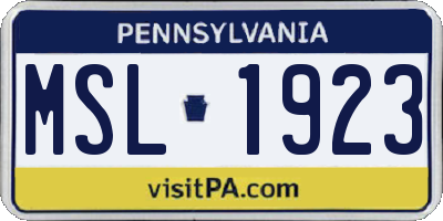 PA license plate MSL1923
