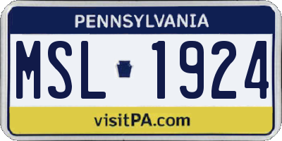 PA license plate MSL1924