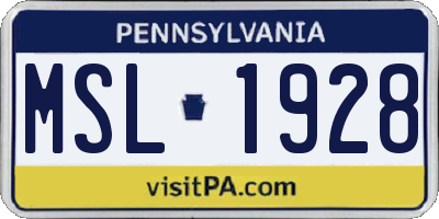 PA license plate MSL1928
