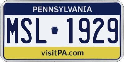 PA license plate MSL1929