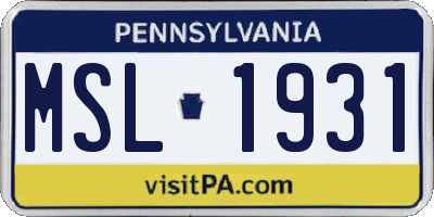 PA license plate MSL1931