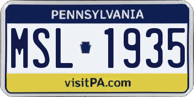PA license plate MSL1935