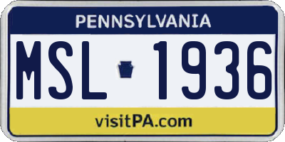 PA license plate MSL1936