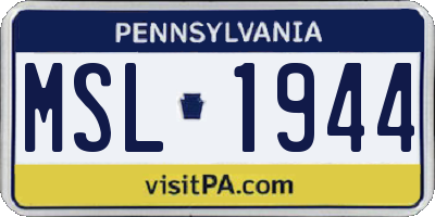 PA license plate MSL1944