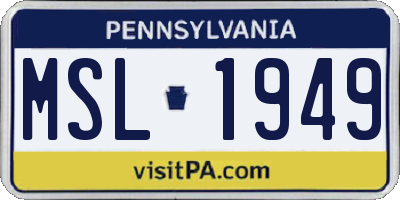 PA license plate MSL1949